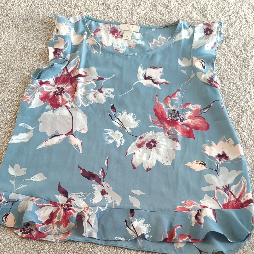 LOFT Floral Blue Top